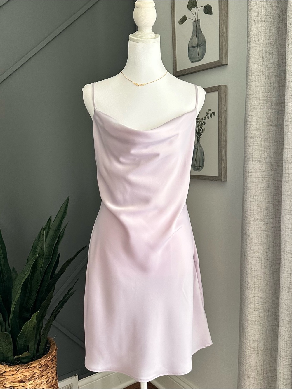 Urban Outfitters Lavender Satin Slip Dress with Cowl Detail